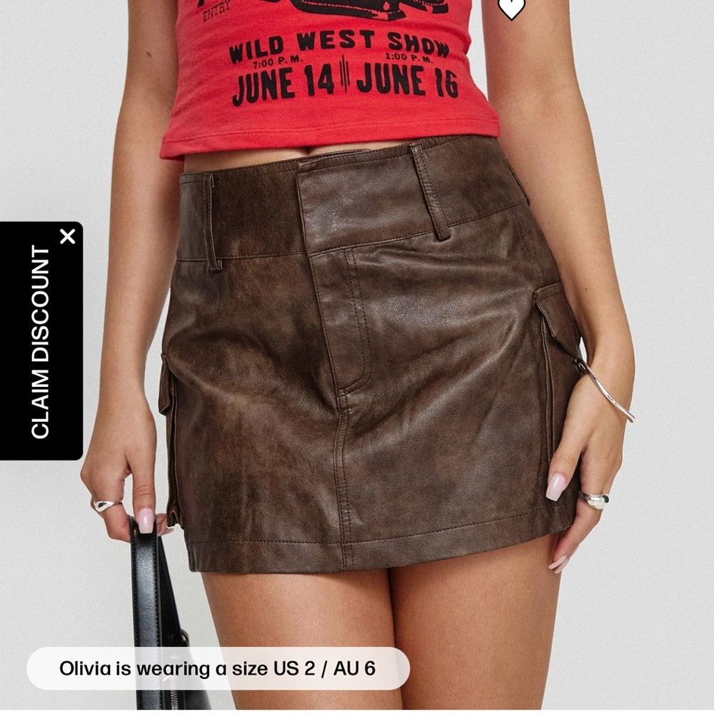 Princess Polly Brown Leather Skirt